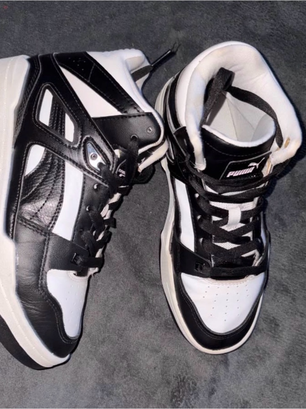 Puma Men's Black and White High-Top Sneakers